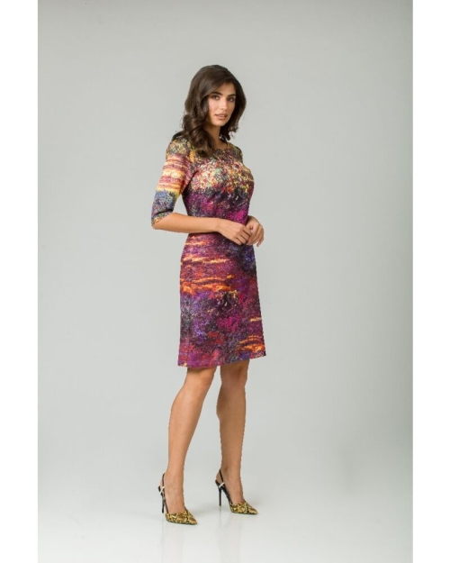 Rochie casual cu maneca imprimata digital model floral CMD155 - Img 5