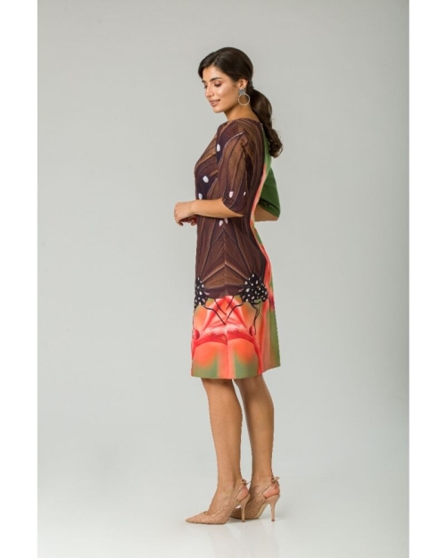 Rochie casual cu maneca imprimata digital realist Fluture CMD198 - Img 5