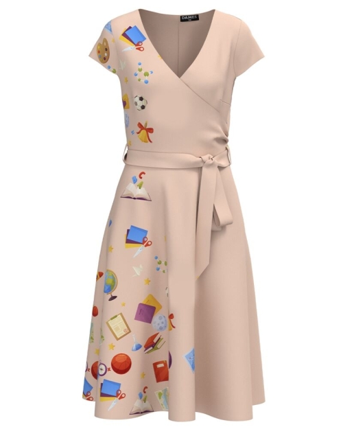 Rochie casual de vara cu maneca scurta imprimata cu model Back to school CMD3117 - Img 1