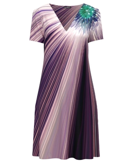 Rochie casual de vara imprimata digital in nuante de mov CMD972 - Img 1