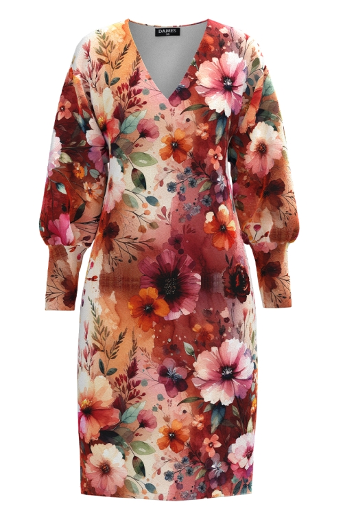 Rochie casual din catifea imprimata Floral