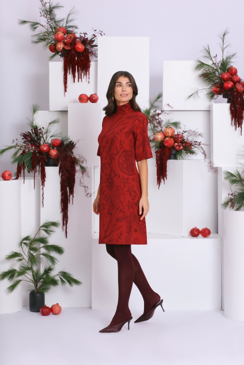 Rochie casual evazata cu guler inalt AW24 - Img 3