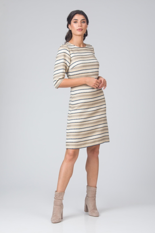 Rochie casual evazata imprimata Aztec - Img 1