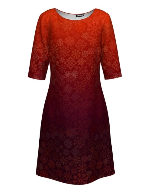 Rochie casual imprimata degrade rosu de Craciun CMD321