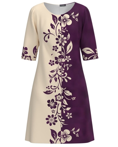 Rochie casual in doua culori imprimata cu model floral CMD4653