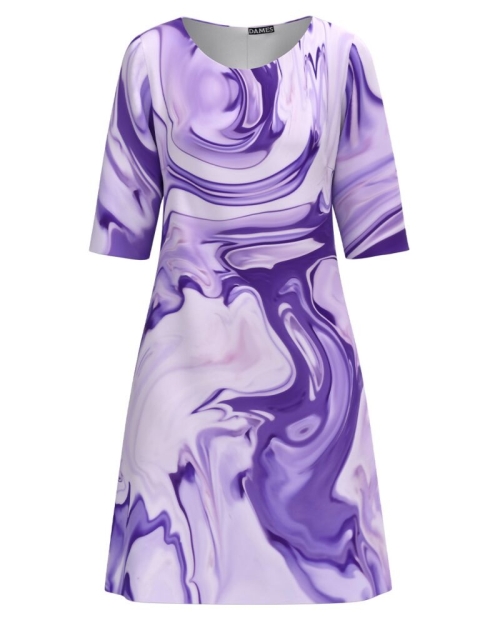 Rochie casual in nuante de mov imprimata abstract CMD1750 - Img 1