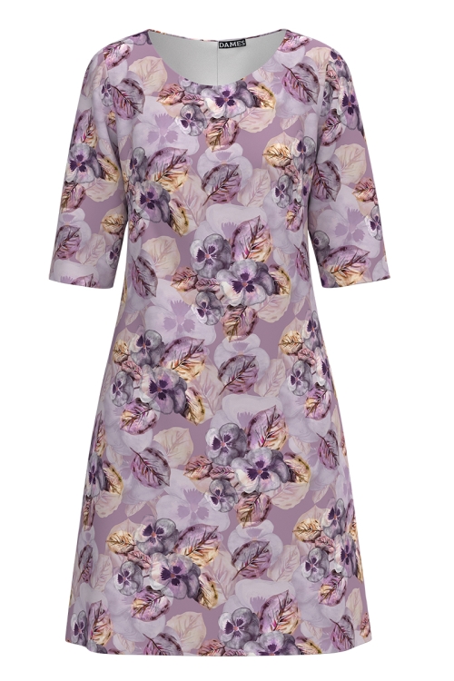 Rochie casual in nuante de mov imprimata floral