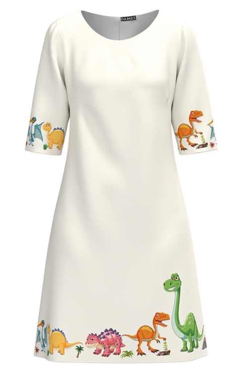 Rochie casual ivory imprimata dinozauri SS25