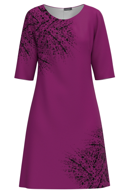 Rochie casual magenta imprimata picaturi de roua