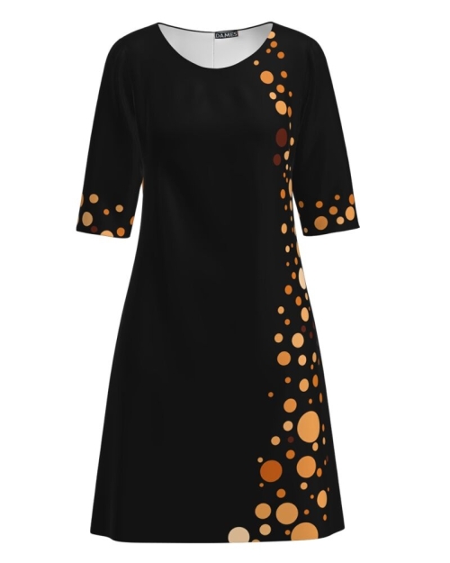 Rochie casual neagra imprimata cu model geometic CMD3591