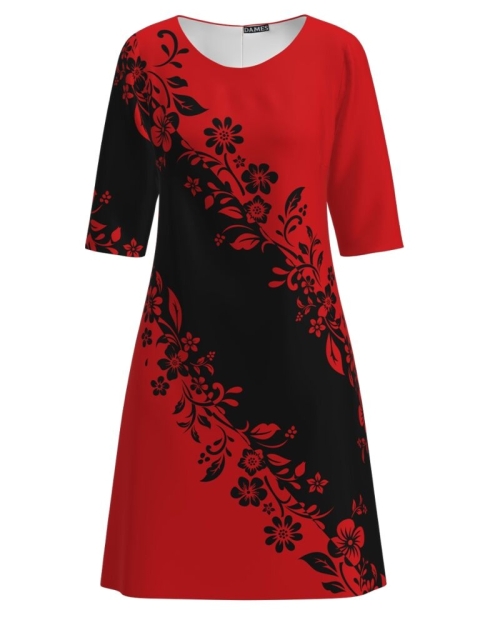Rochie casual rosie imprimata cu model floral CMD3558
