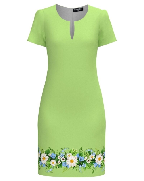 Rochie casual vernil cu decolteu lacrima imprimata floral SS24
