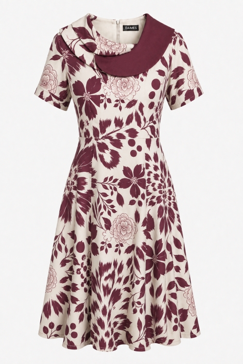Rochie clos cu guler triplu si maneca scurta Gradina de Rubin