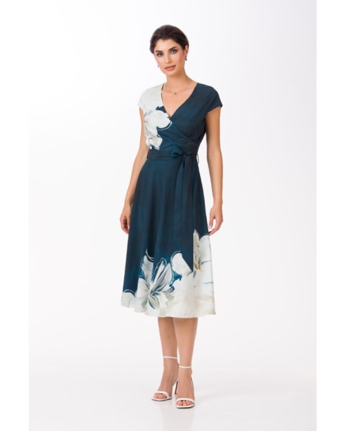 Rochie de vara bleumarin cu maneca scurta imprimata floral SS24 - Img 2