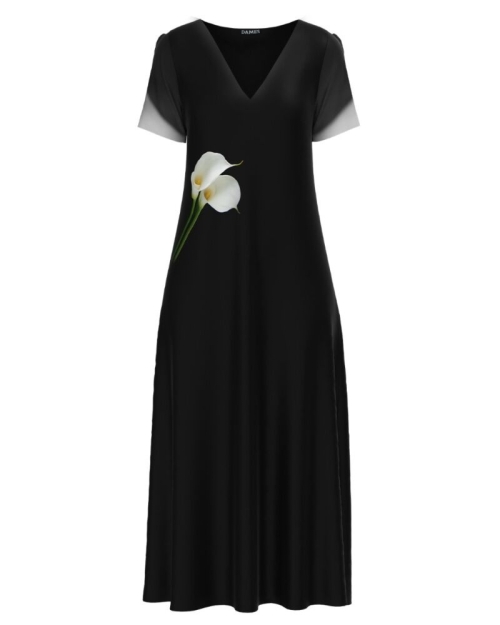 Rochie de vara lunga cu buzunare imprimata digital Cale CMD1018 - Img 1