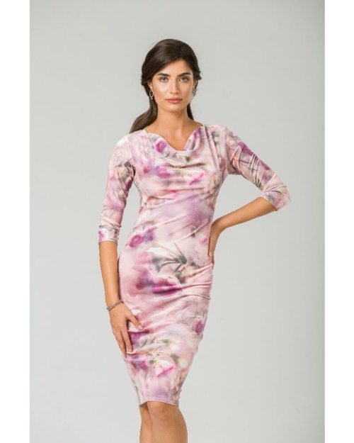 Rochie din catifea imprimata digital Floral CMD236 - Img 3