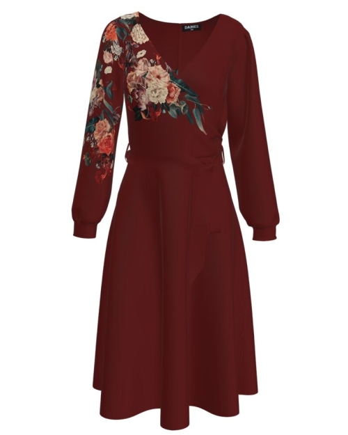 Rochie eleganta cu maneca lunga imprimata cu model floral CMD1307