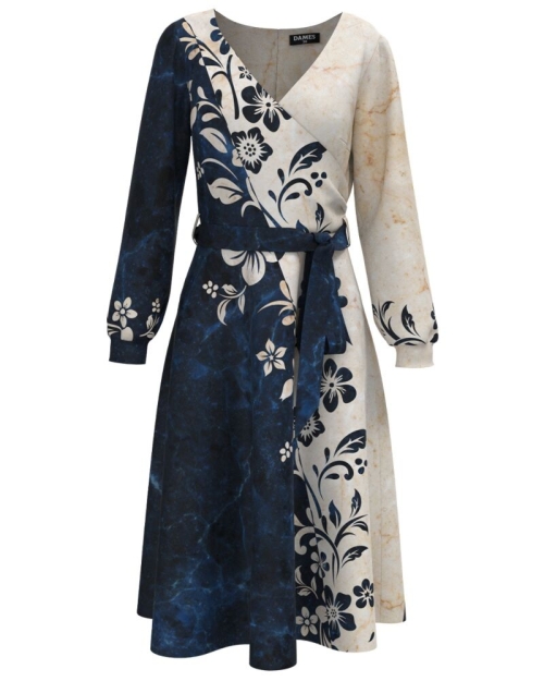 Rochie eleganta cu maneca lunga imprimata cu model Floral CMD2342 - Img 1