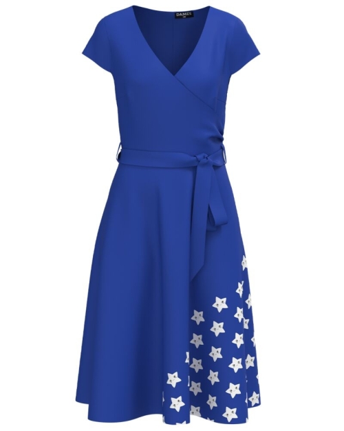 Rochie eleganta de vara cu maneca scurta imprimata Stelute