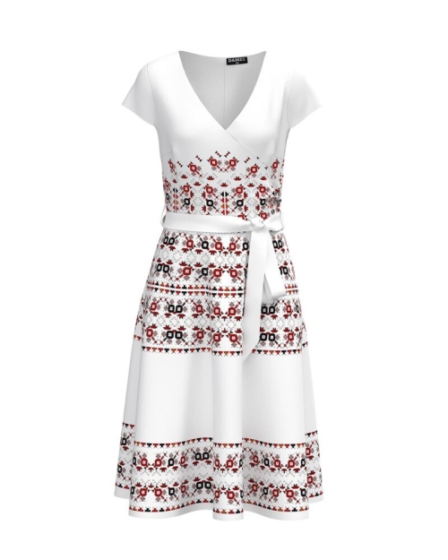 Rochie eleganta de vara cu maneca scurta si imprimeu Traditional CMD917