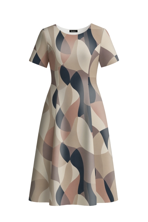 Rochie eleganta din crepe imprimata Armonii Pudrate