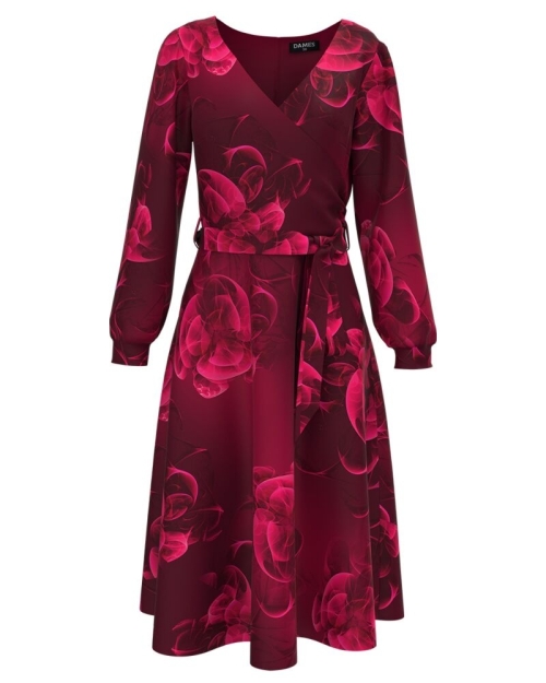 Rochie eleganta Viva Magenta imprimata cu model floral abstract