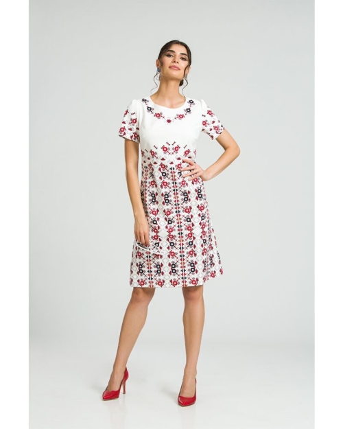 Rochie evazata imprimata digital cu model traditional CMD79 - Img 1