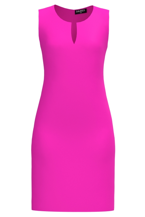 Rochie fucsia casual cu decolteu lacrima