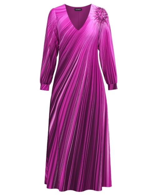 Rochie in nuante de roz eleganta cu maneca lunga imprimata digital CMD3026