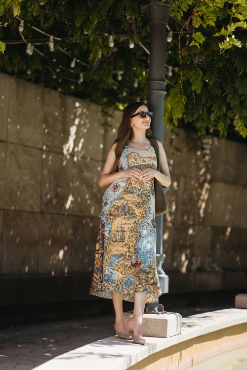 Rochie lunga casual de vara cu buzunare Cartoline Portugalia