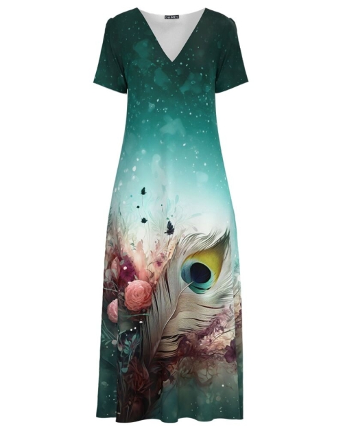 Rochie lunga de vara cu buzunare imprimata cu model floral