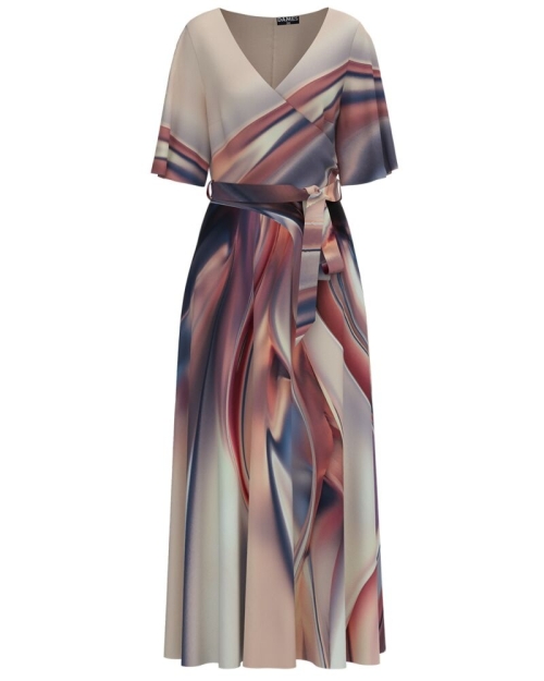 Rochie lunga eleganta de seara imprimata cu model multicolor CMD2587