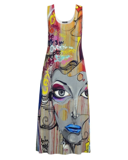 Rochie multicolora lunga casual de vara cu buzunare imprimata Avatar CMD2865 - Img 1