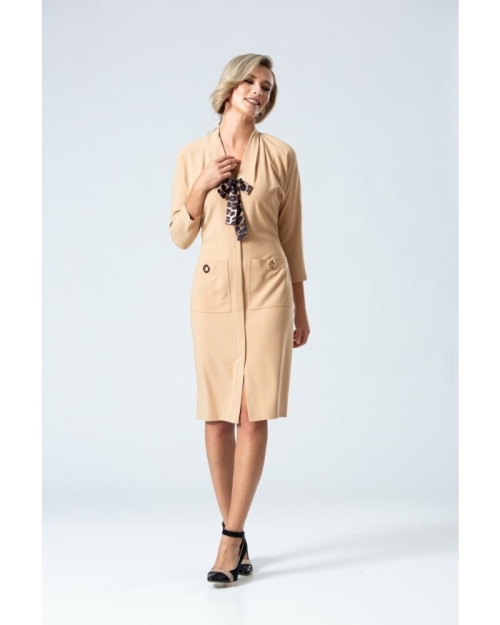 Rochie office PREMIUM cu esarfa animal print DP058 - Img 3