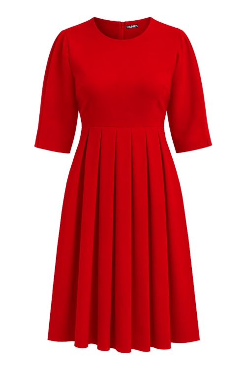 Rochie rosie eleganta cu pliuri