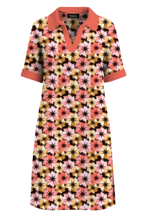 Rochie smart casual cu maneca scurta si imprimeu floral