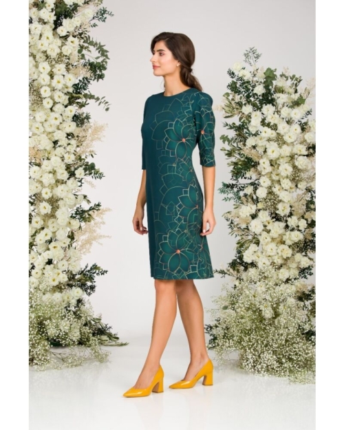 Rochie verde casual imprimata cu model floral CMD1420 - Img 4