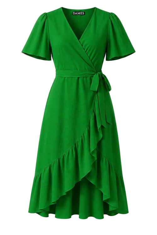 Rochie verde din vascoza parte peste parte