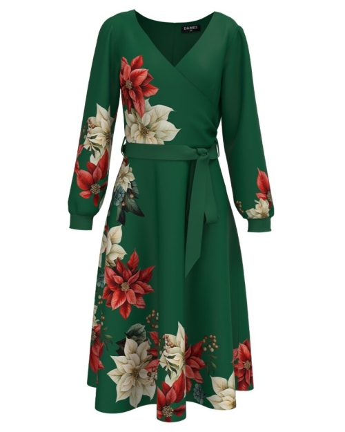 Rochie verde eleganta imprimata cu model floral
