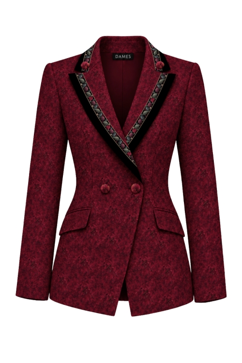 Sacou bordo cambrat imprimat Poveste de Toamna