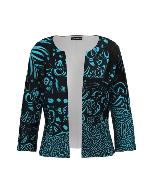 Sacou cambrat imprimat cu model turcoaz CMD4285 - Img 1