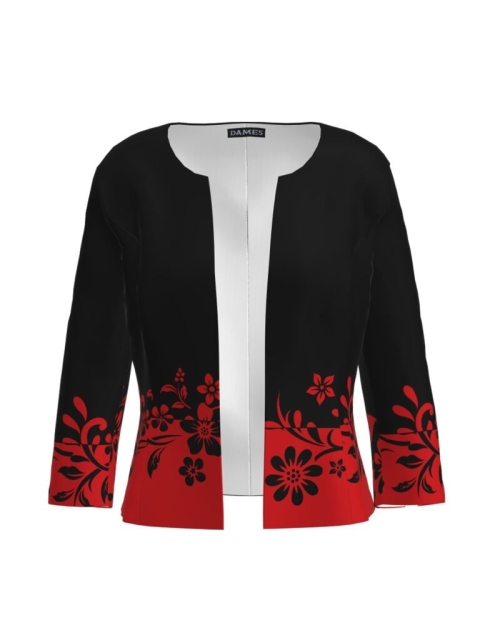 Sacou cambrat in doua culori cu imprimeu floral CMD2505