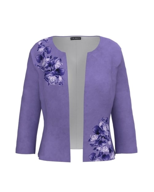 Sacou cambrat violet imprimat cu model floral CMD1760