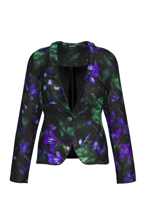Sacou casual imprimat Floare albastra CMD332 - Img 2
