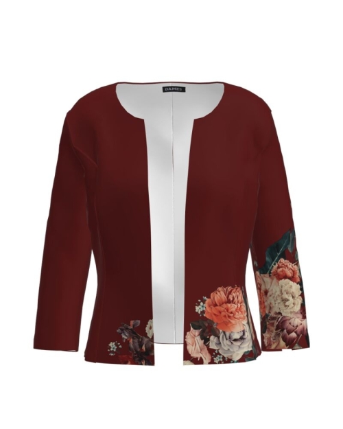 Sacou grena cambrat imprimat floral CMD1152
