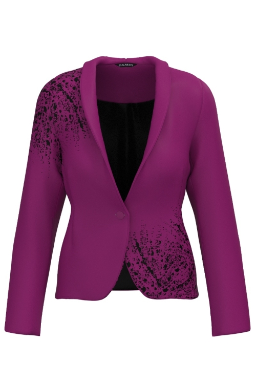 Sacou Magenta cambrat imprimat Picaturi de roua AW24