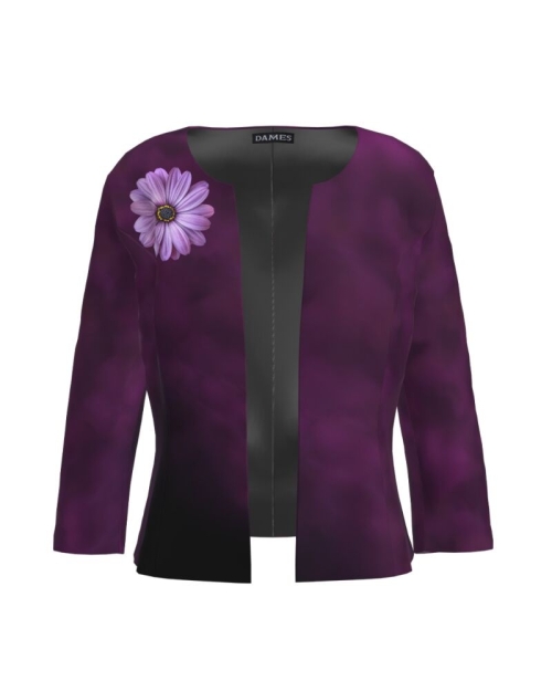 Sacou mov cambrat imprimat cu model floral CMD3515