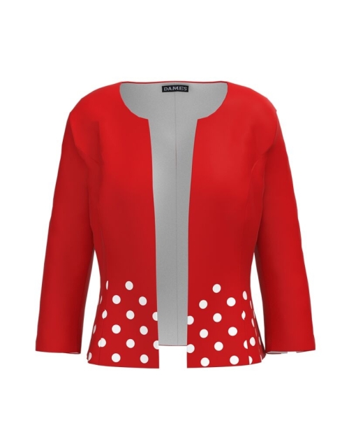 Sacou rosu cambrat imprimat buline CMD1825