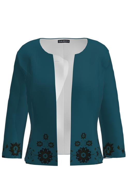 Sacou verde cambrat imprimat floral traditional