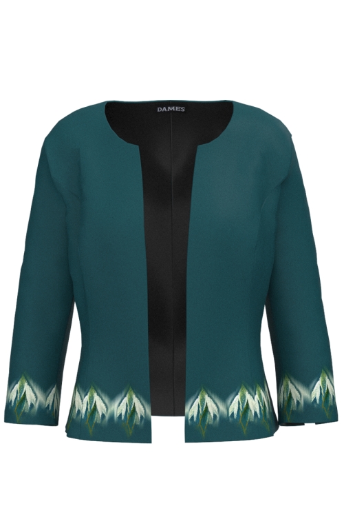 Sacou verde cambrat imprimat ghiocei stilizati SS25